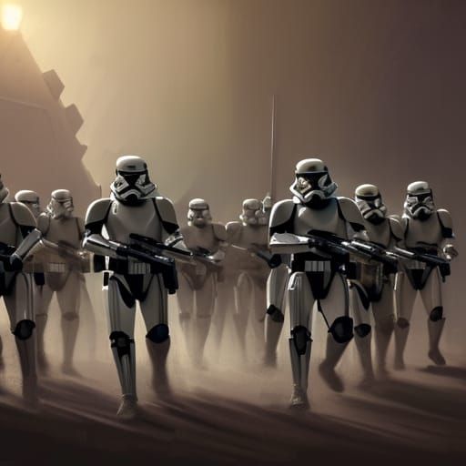 Cinematic Clone Troopers in Dark Fantasy Style