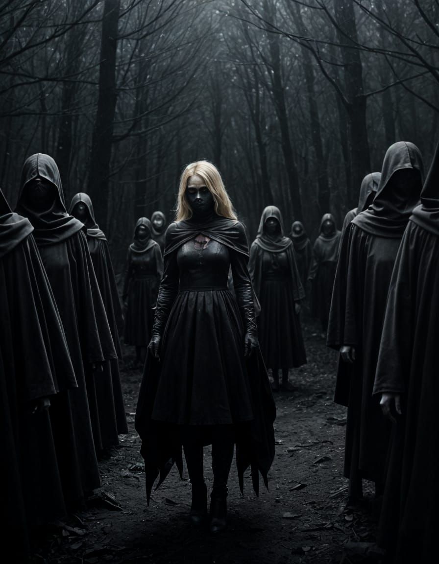 Figures Emerge in Blood, Sharp Focus Photography