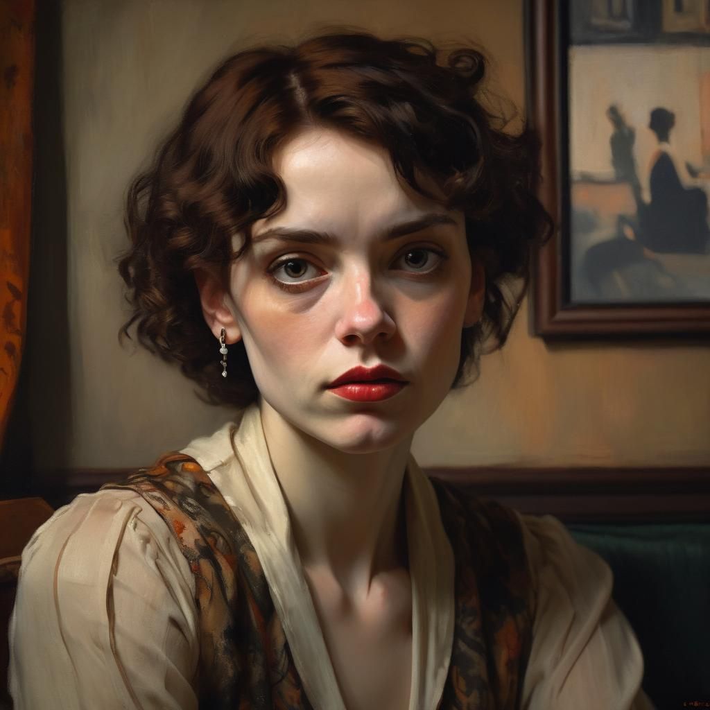 1920s Woman Portrait in Film Noir Style