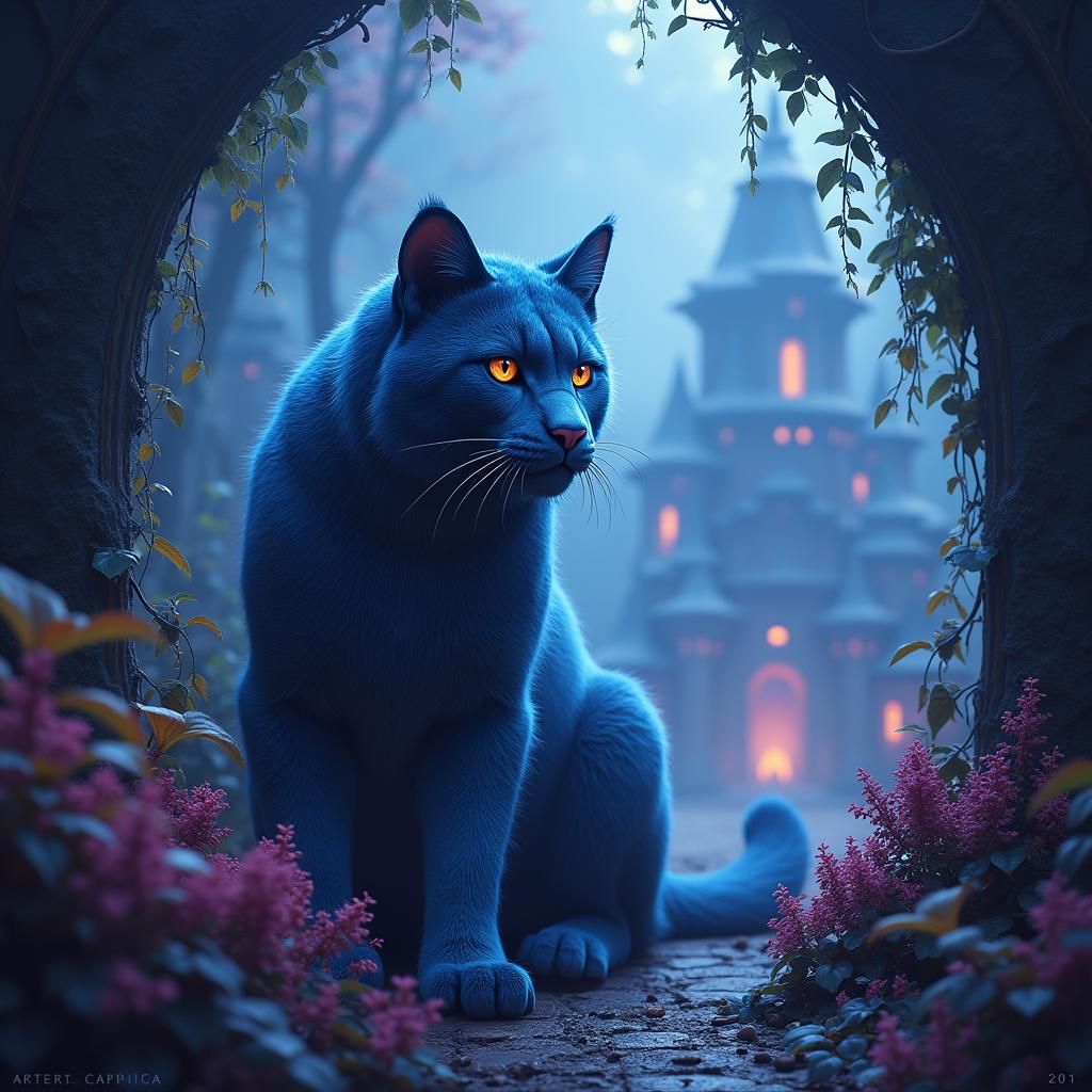 Majestic Feline in a Mystical Landscape