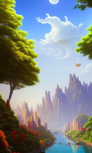 Futuristic Sci-Fi City in Harmony with Nature