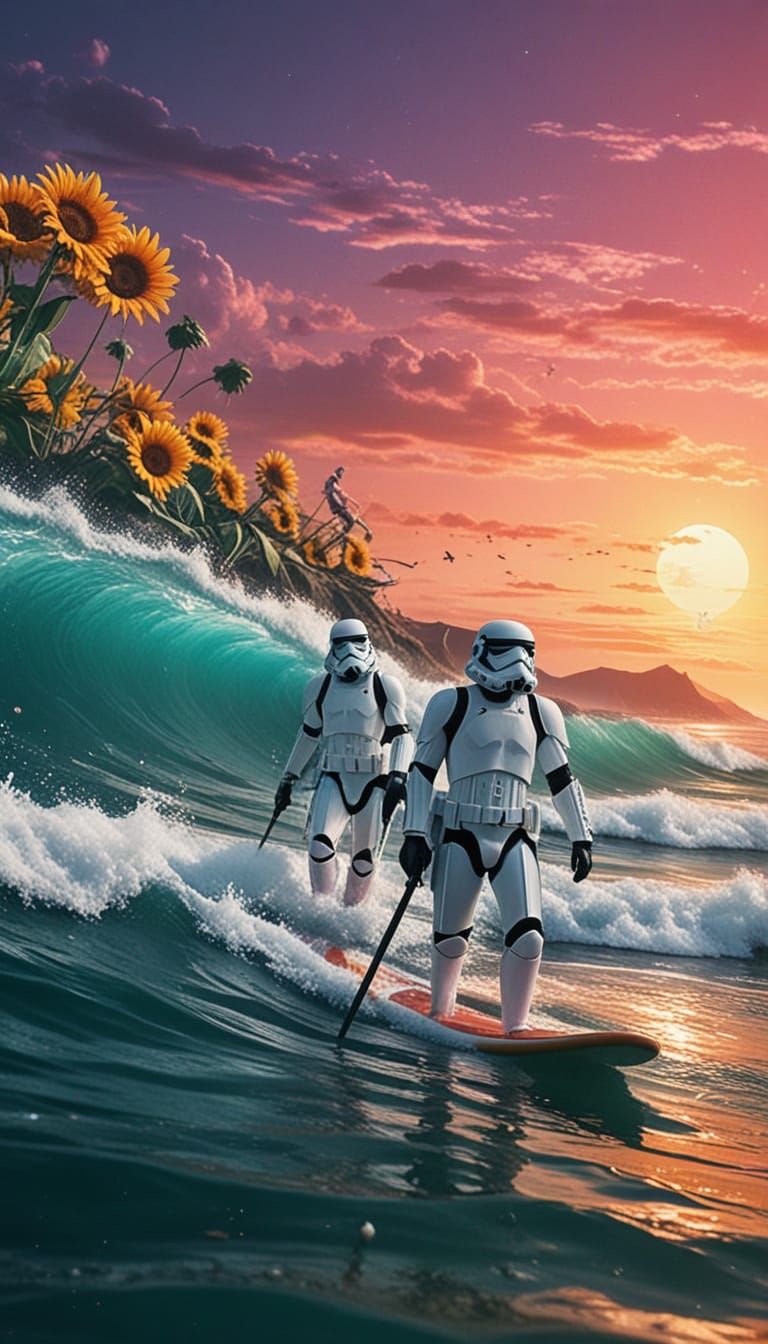 Stormtroopers Surfing: A Cyberpunk Surrealist Dream
