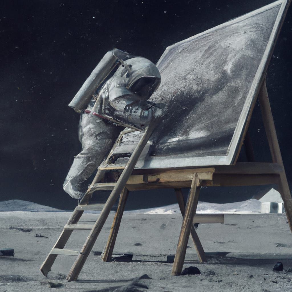 Astronaut Paints Earth Portrait on the Moon