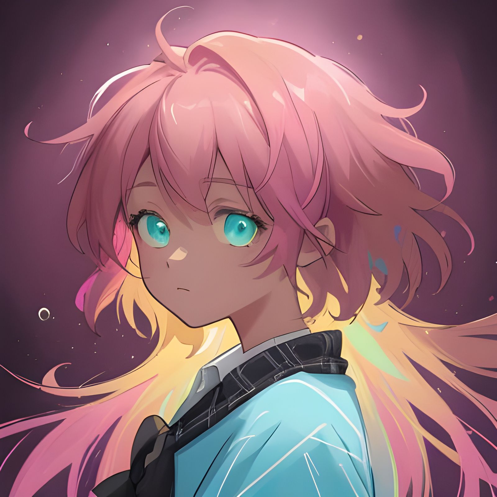 Surreal Teenage Girl Portrait in Vibrant Kingdom Hearts Styl...