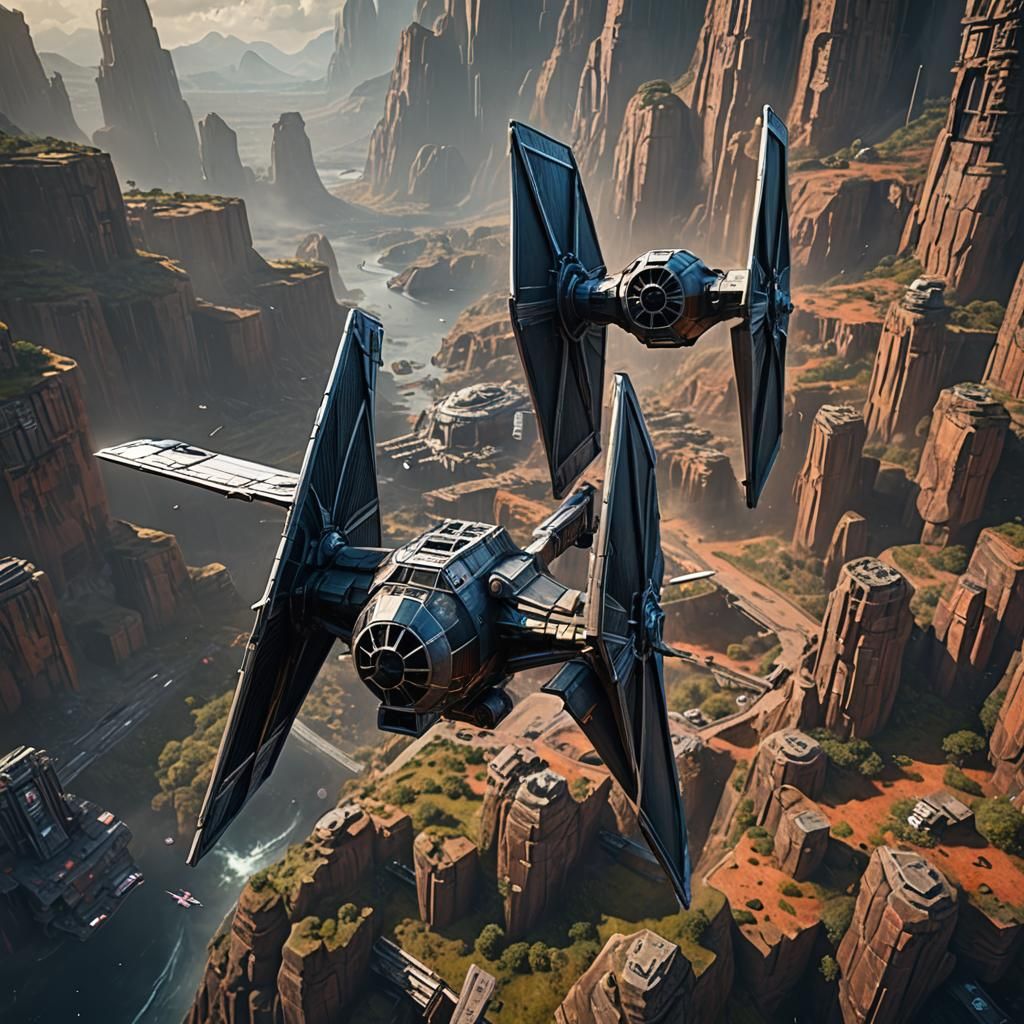 Pinocchio Piloting a TIE Fighter: Detailed Fantasy Art