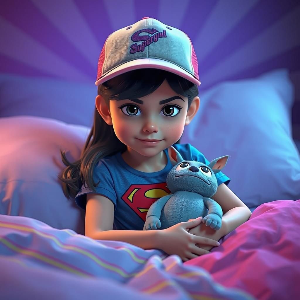 Girl with Plush Monster in Pixar-style 3D Render