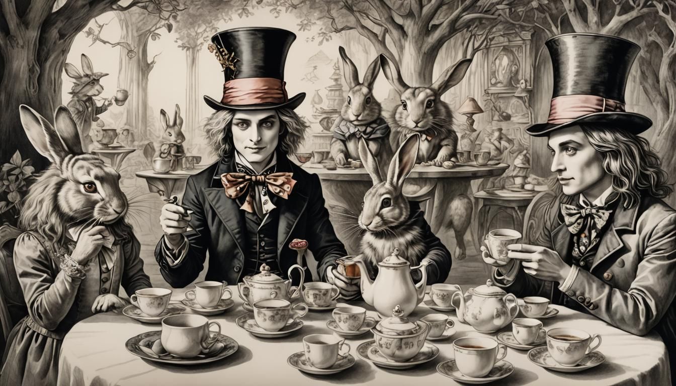 Alice's Mad Hatter Tea Party: Storybook Illustration