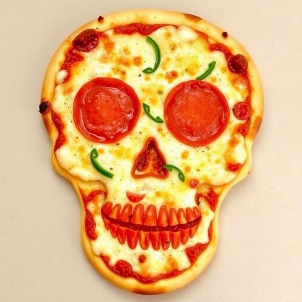 Skull Pizza: Pepperoni Art on a Classic Dish