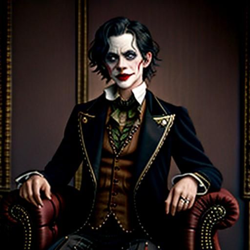 Steampunk Victorian Joker in Darkly Lit Setting