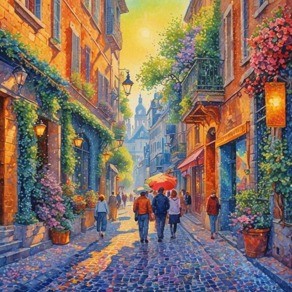 Pointillist Springtime in the Latin Quarter