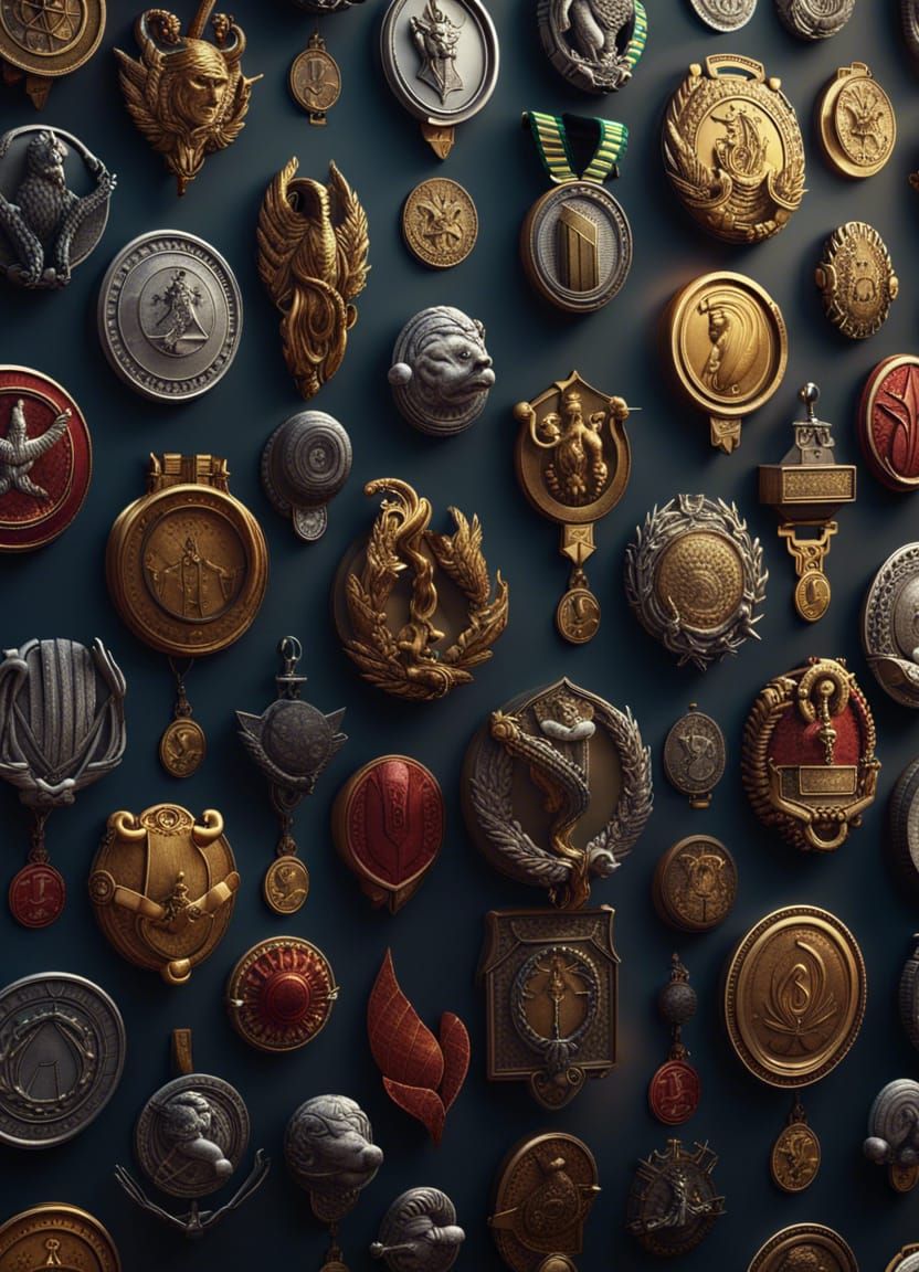 Detailed Matte Painting of Awards on Wall