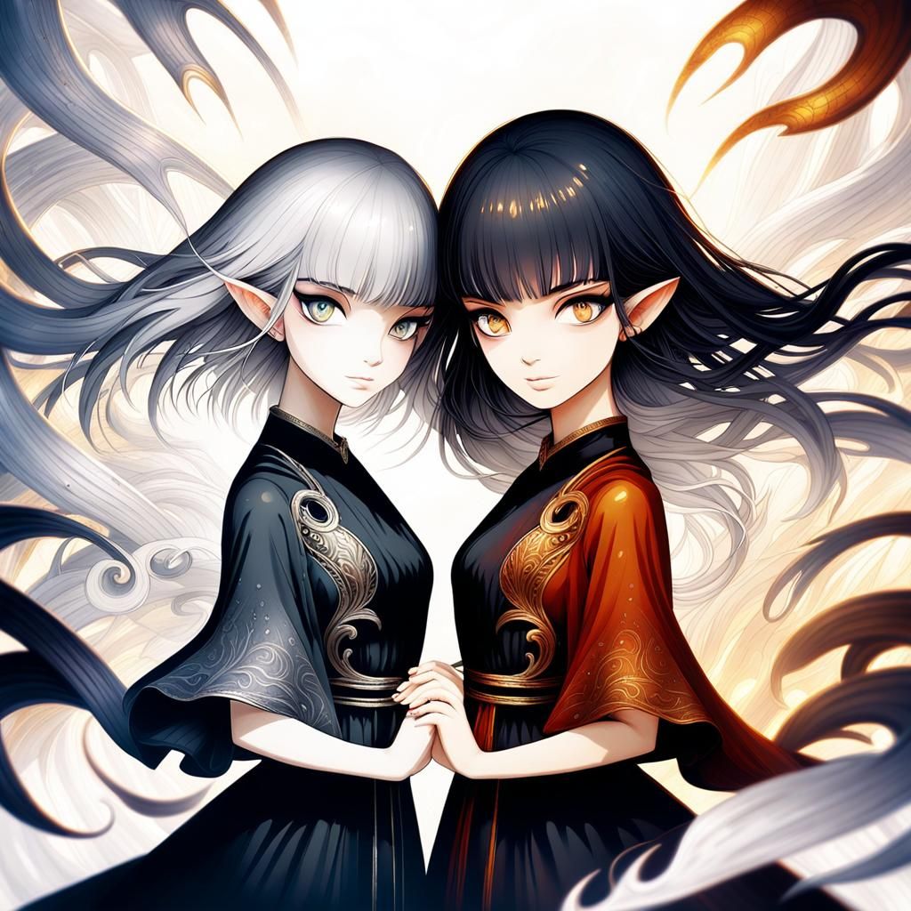 Fantasy Portrait of Half-Elf Girls in Mythical Realism