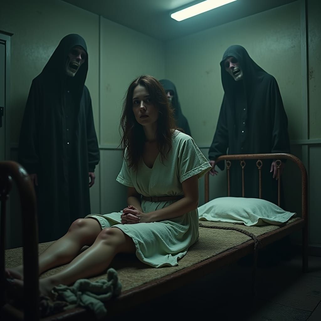 Distressed Woman in Abandoned Psychiatric Ward