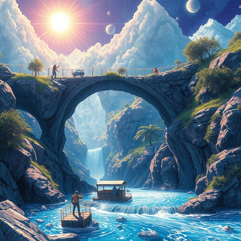 Cosmic Weather Illustration in Pablo Amaringo Style