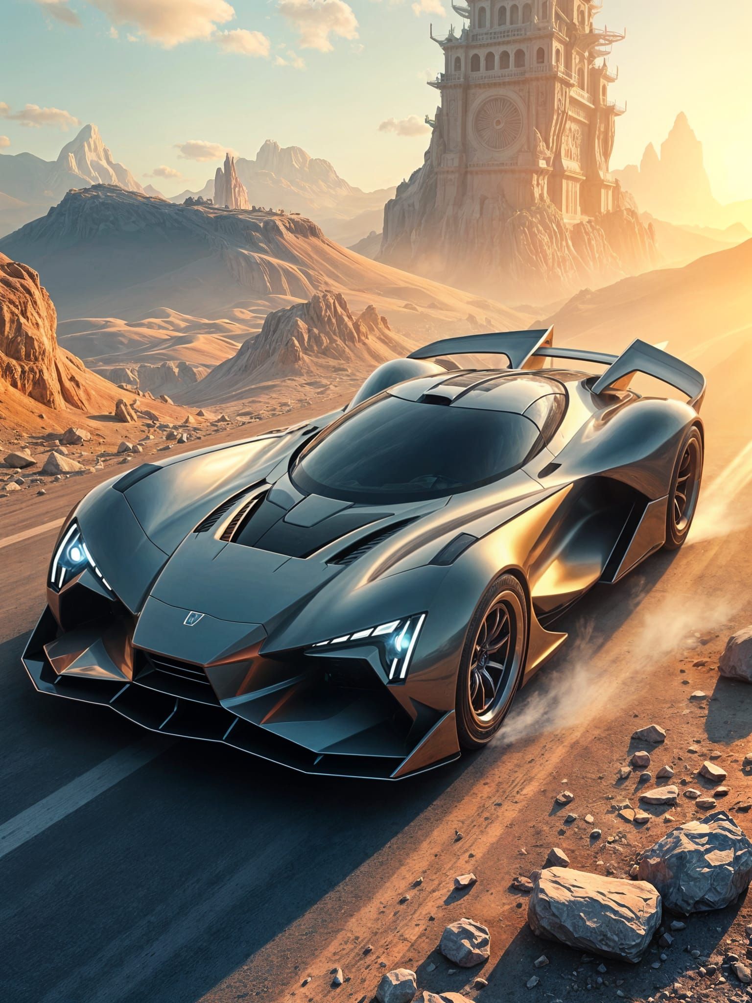 Futuristic Sci-Fi Supercar with Flight Capability