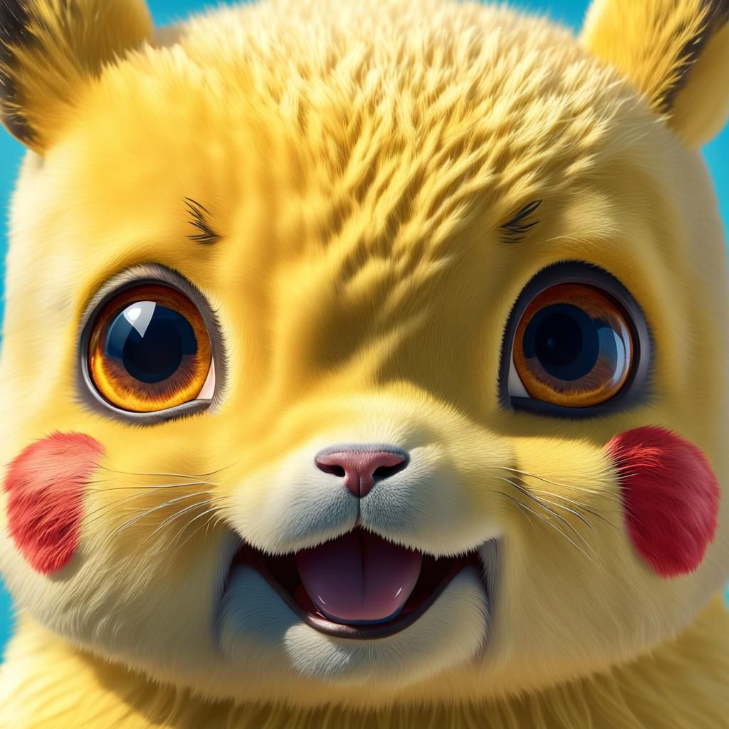 Hyperrealistic Pikachu Extreme Close-up in 8k Resolution