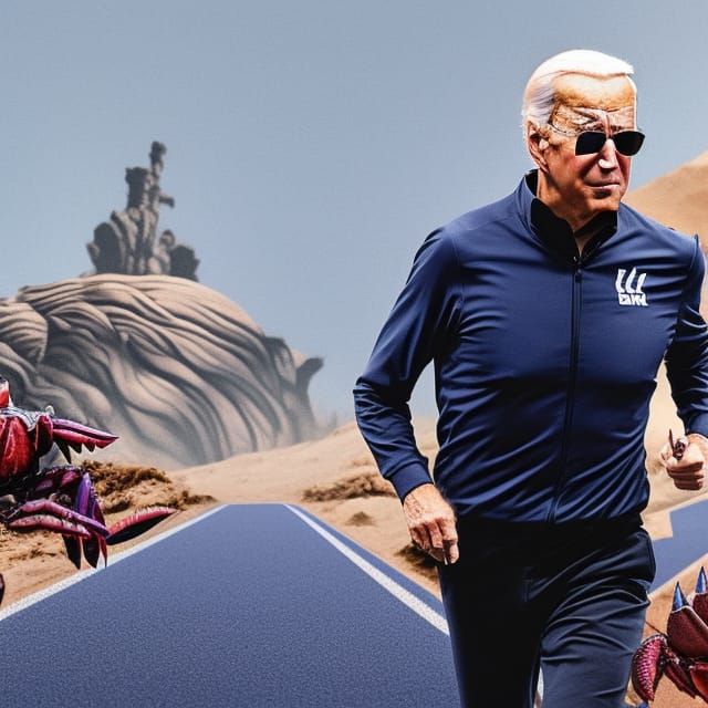 Joe Biden and Crab in Giger-Inspired Art