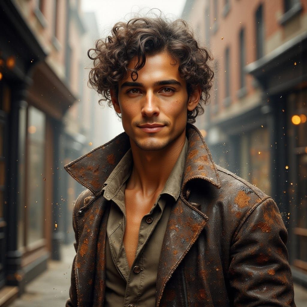 Victorian Man Portrait in Dark Oil Paint Style