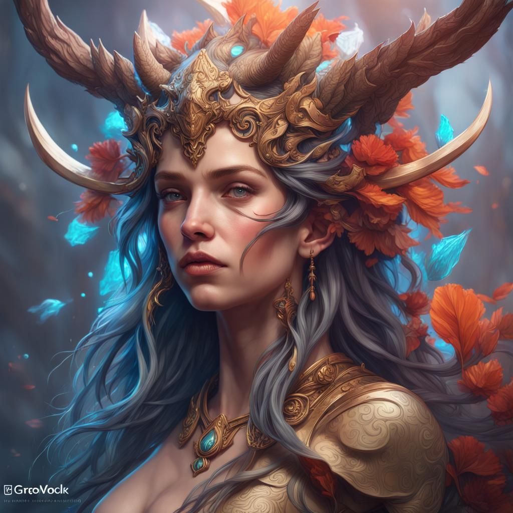 Mythical Creatures Portrait in Hyperdetailed Digital Art