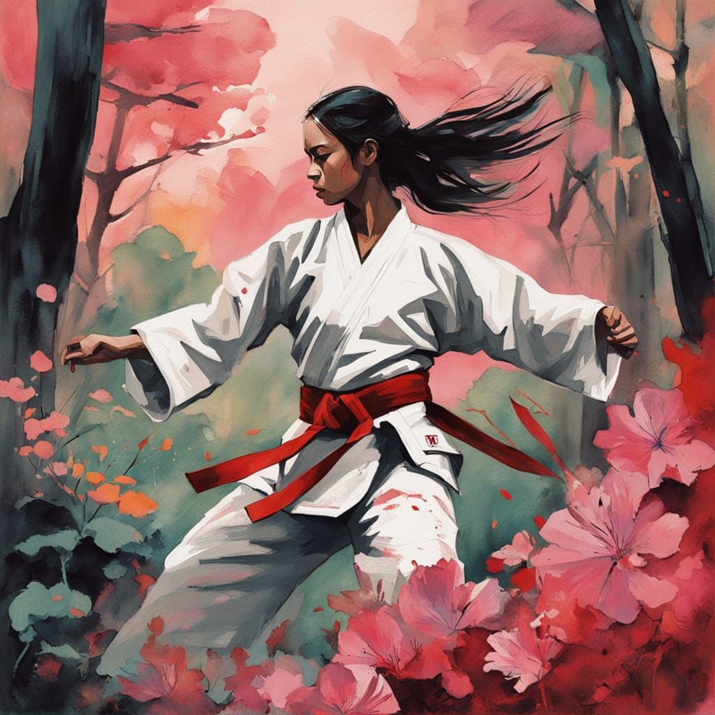 Fantasy Karateka in Mystical Forest