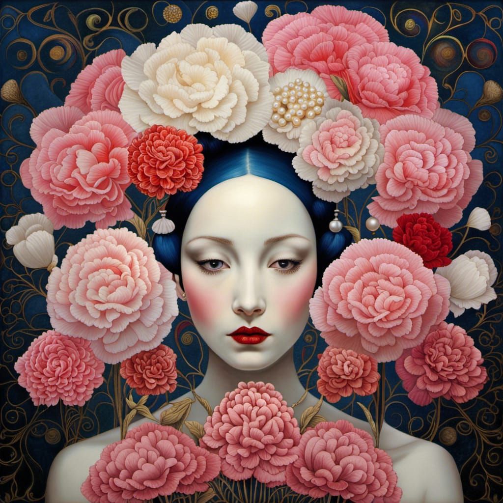 A Portrait of a Woman & Carnations