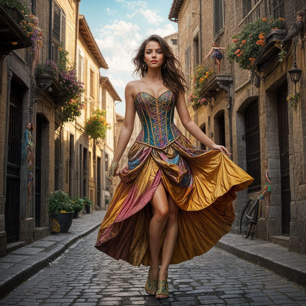 Dance in Golden Hour, Impasto Painting