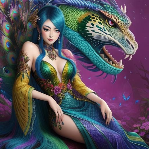 Ethereal Asian Woman with Dragon Scales in Fantasy Art