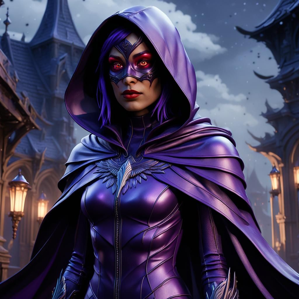 Raven in Purple Latex Suit: Fantasy Princess