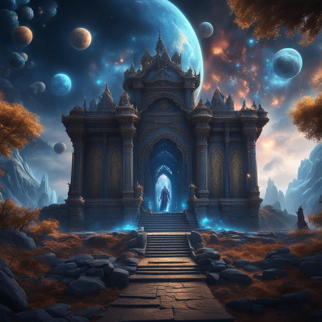 Celestial Being: Detailed Matte Painting in Deep Color