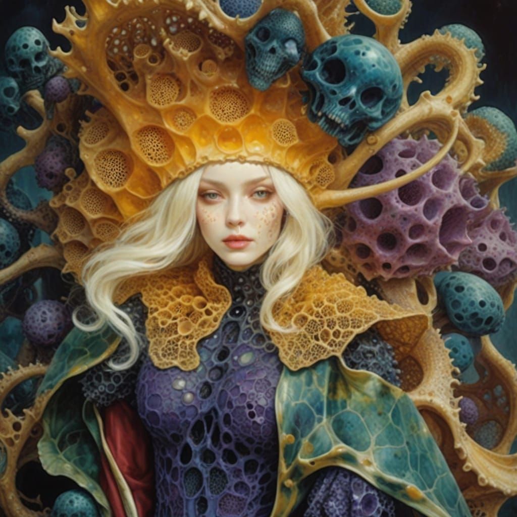 Surreal Bio-Design Horror with Model and Abstract Skulls