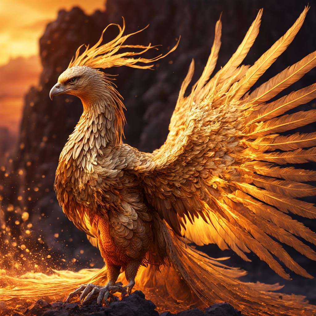 Majestic Phoenix Rises from Ashes in Fiery Silk Threads