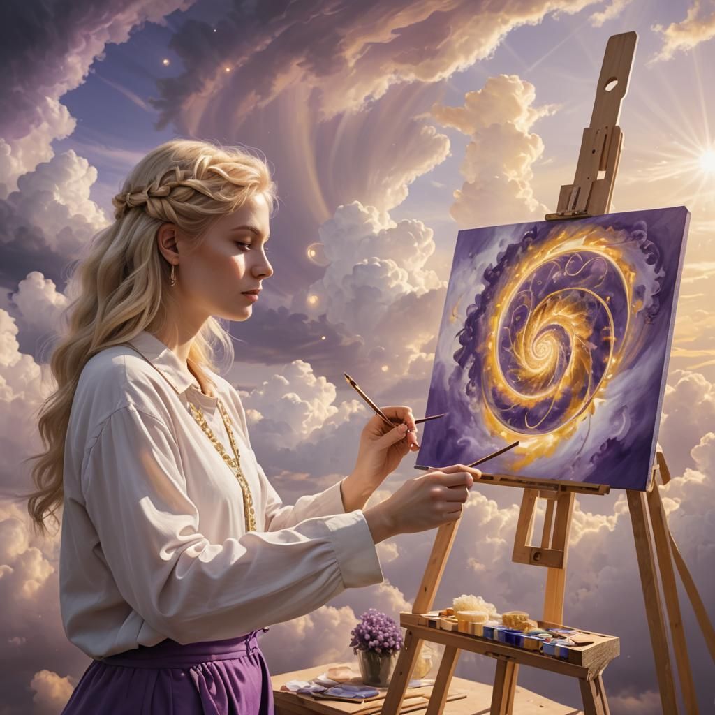 Young Woman Creates Sacred Geometry Art in Soft Focus