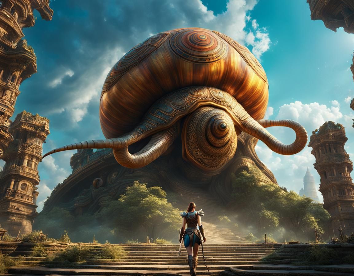 Angel Faced Warrior Rides Acid-Breathing Snail