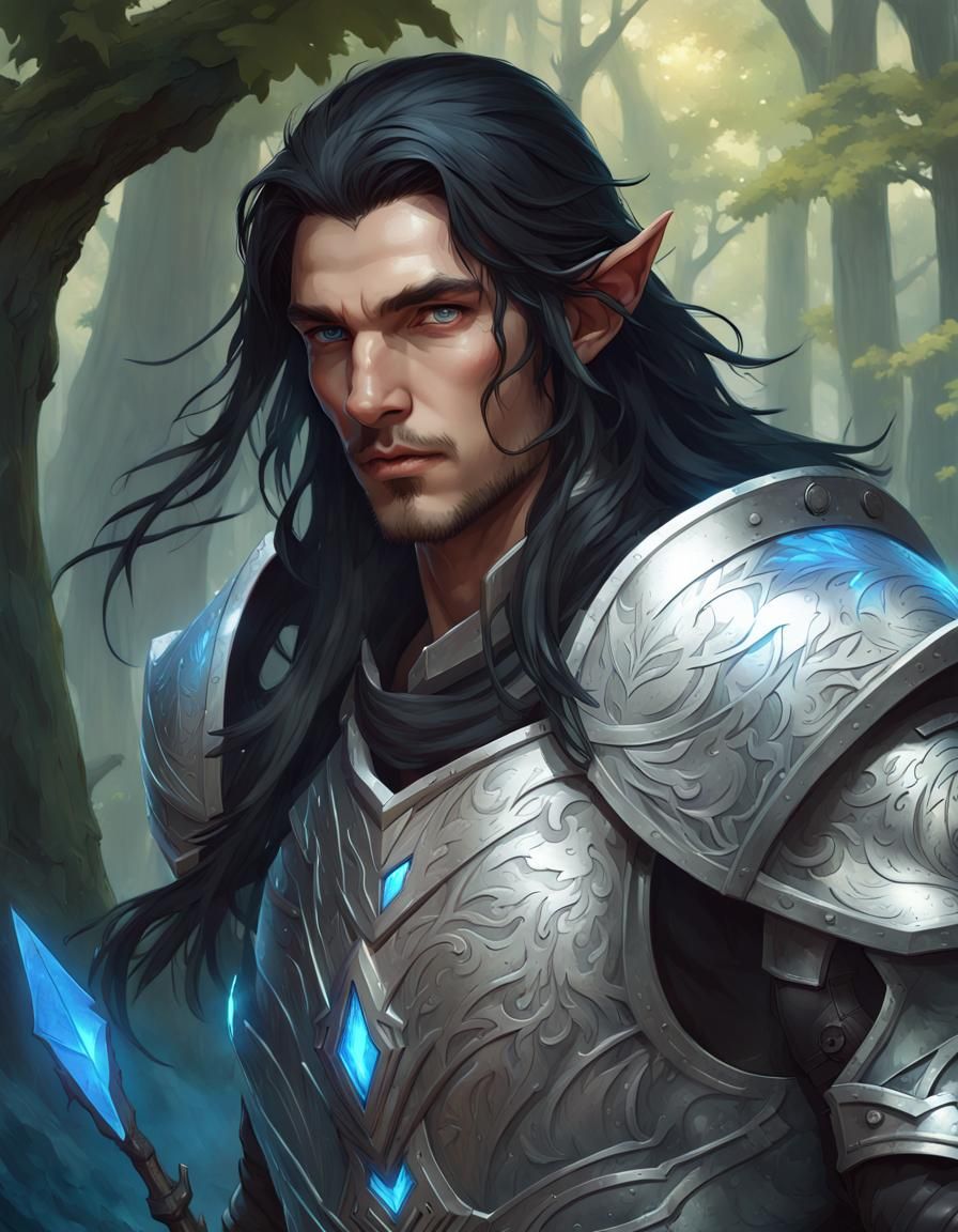 Elf Warrior in Magical Forest: Hyperdetailed Portrait