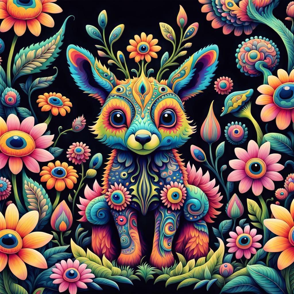 Psychedelic Flower Animals: Cute AI Art