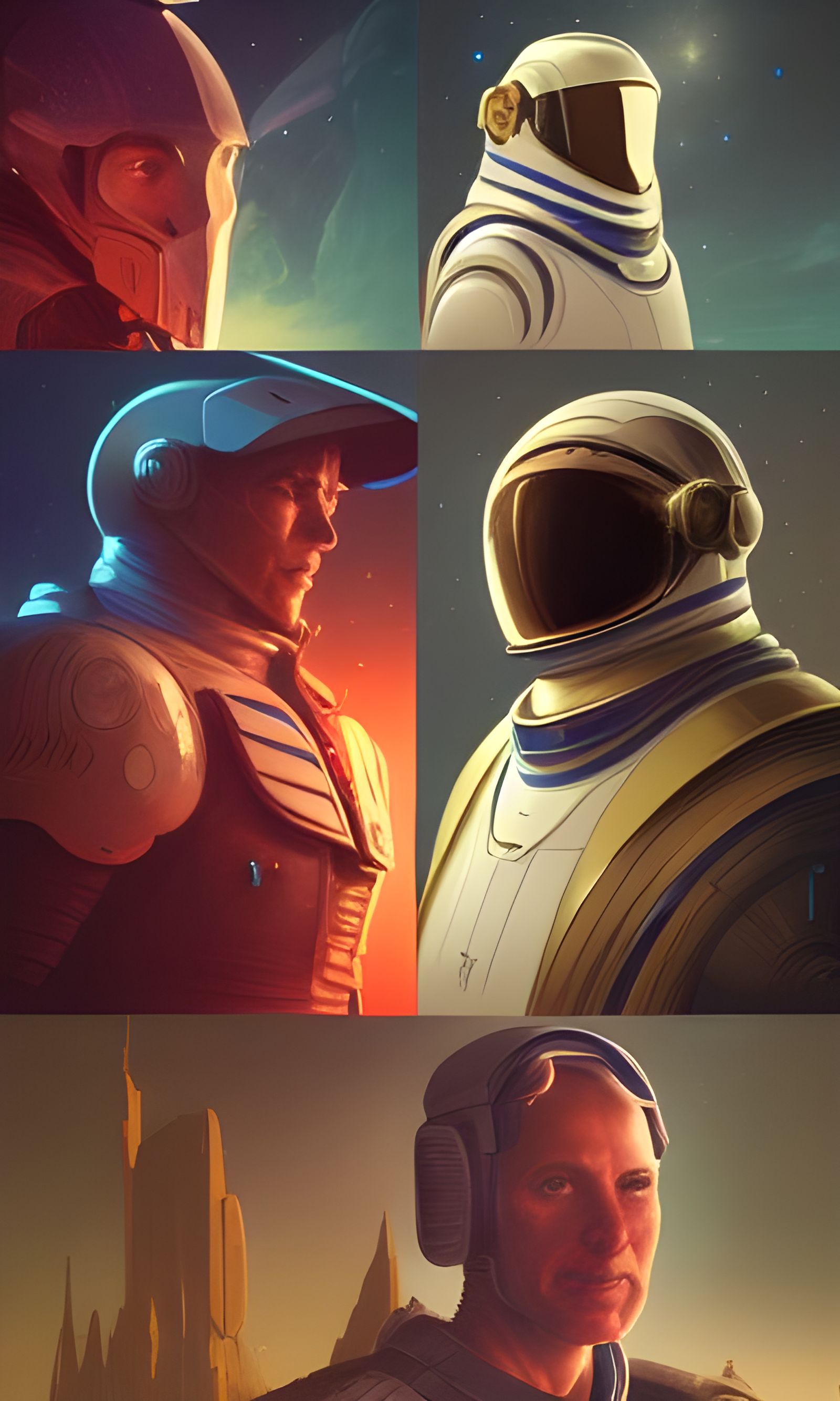 Space Knights Portrait in Retrofuturistic Style