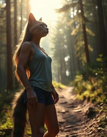 Rat Woman Pauses on Forest Trail as Pixar Animation