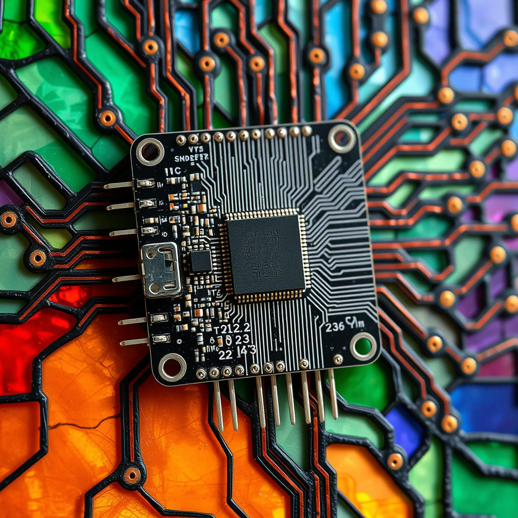 Stained Glass Circuit Board with Fedora PCB