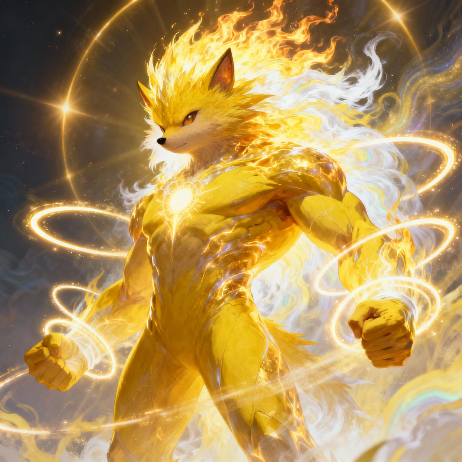 Golden Energy Hedgehog Hero Blazing with Light