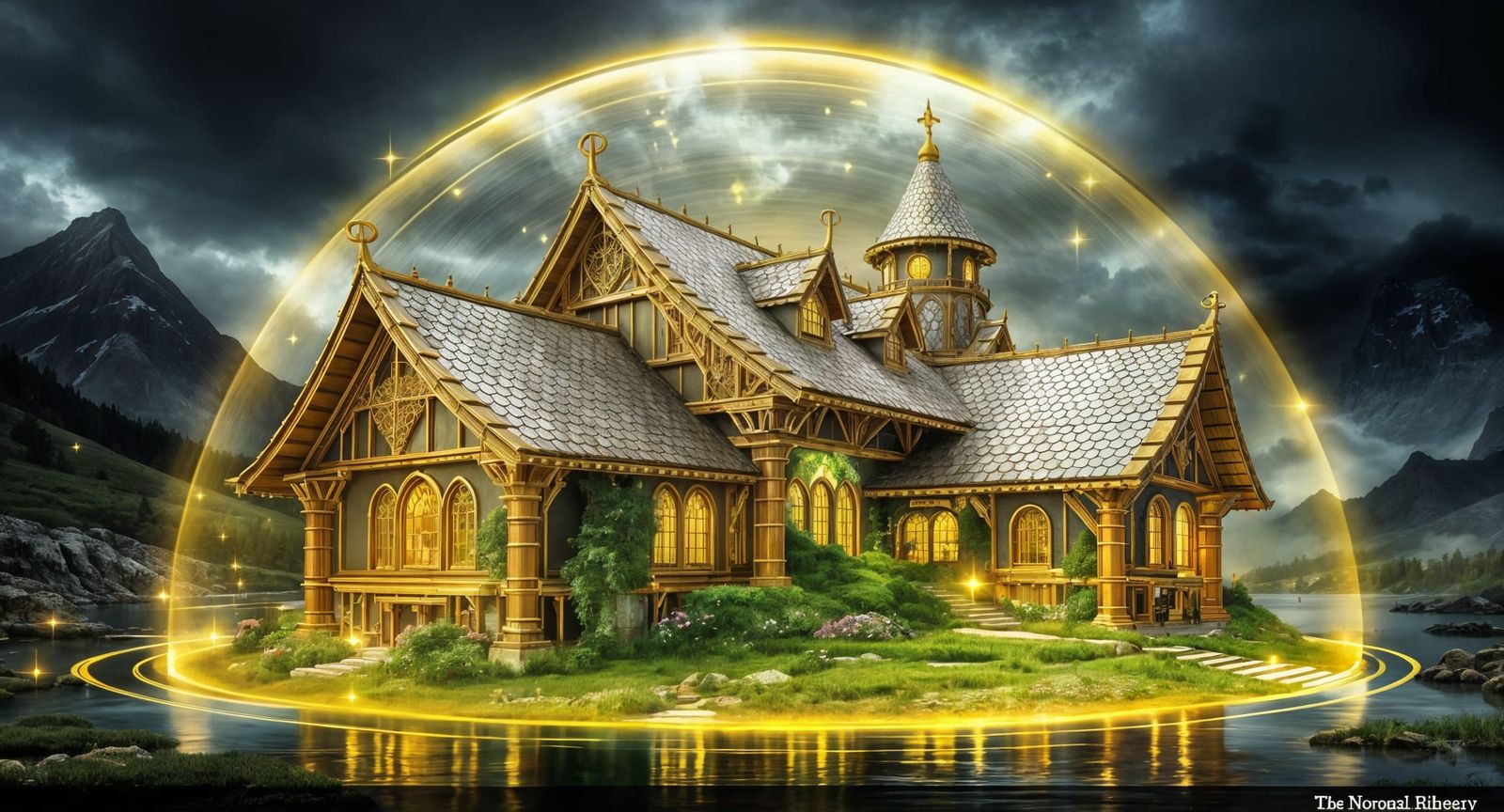 Ornate Norse Lodge Protected by Golden Aura