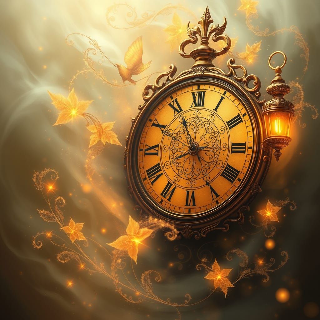 Enchanted Dance of Fortune and Time in Whimsical Dreamlike S...