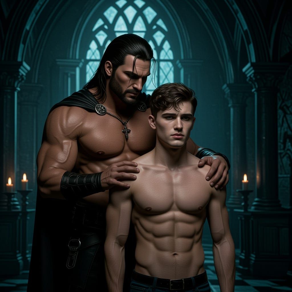 Gothic Chamber Scene: Dominant Male Whispers to Nervous Yout...