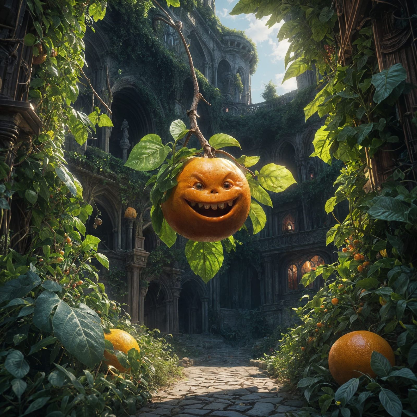 Fantastical Fruit Portrait in Vibrant Colors