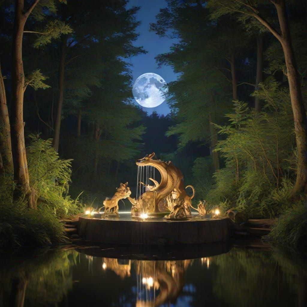 Magical Forest: Whimsical Animal Fountain