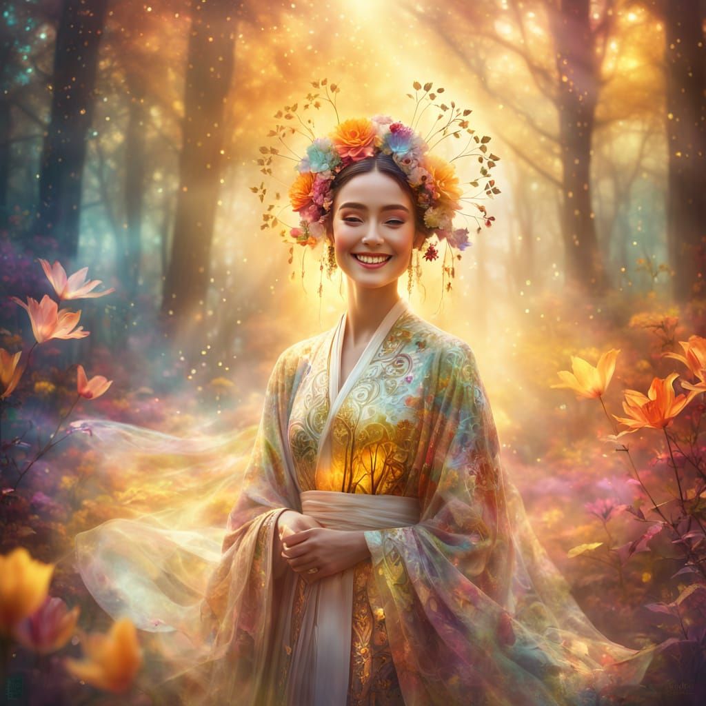 Enchanting Flower Goddess in Ethereal Digital Art