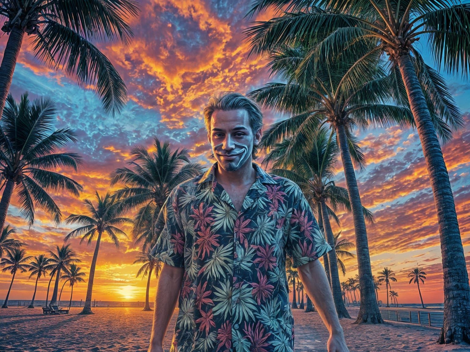 Anonymous Ray walking drunk under Palm Trees in Florida as h...