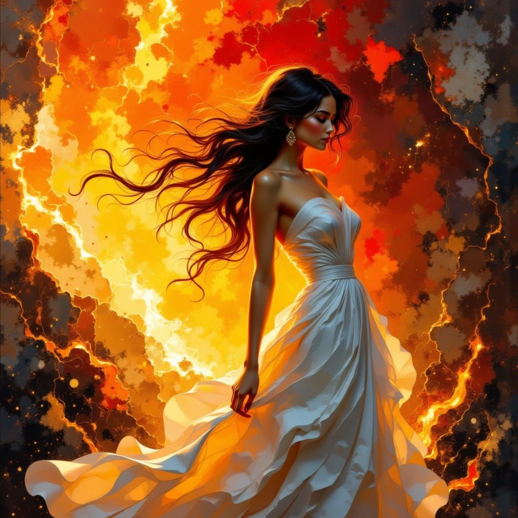 Helen of Troy Amidst Burning Walls