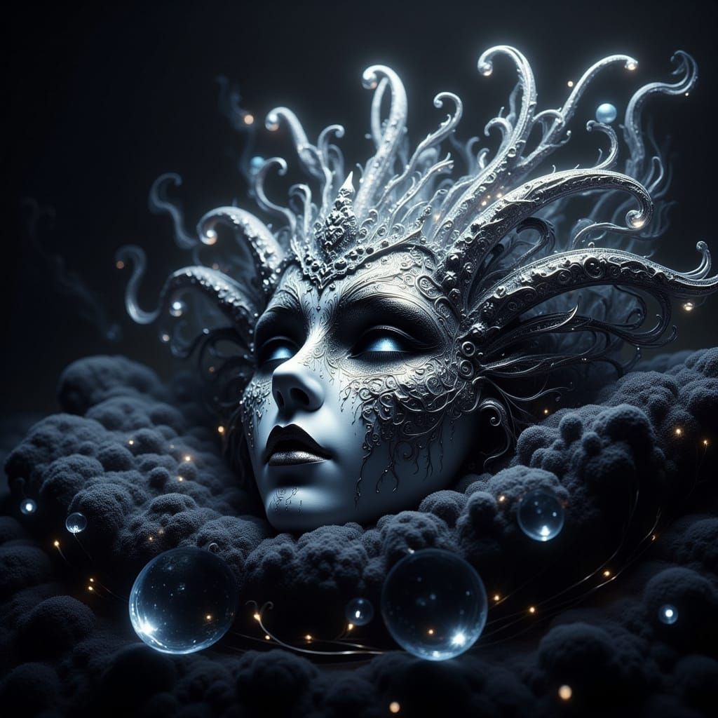 Whimsical Carnival Mask in Dreamy, Ethereal Light