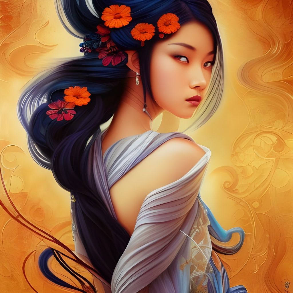 Neovictorian Asian Beauty in Jacek Malczewski Style