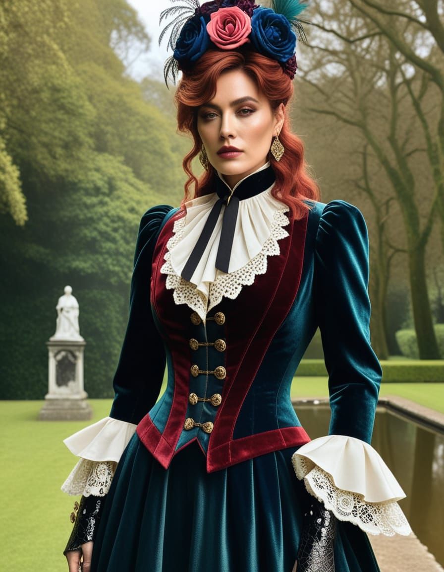 Androgynous Victorian Occultist in Velvet and Lace